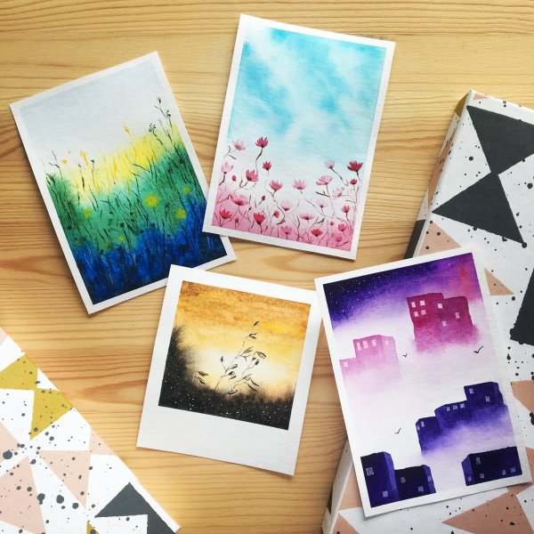 акварельная открытка