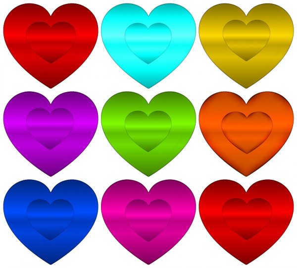 сердечки разных цветов