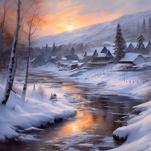 зимние пейзажи акрилом