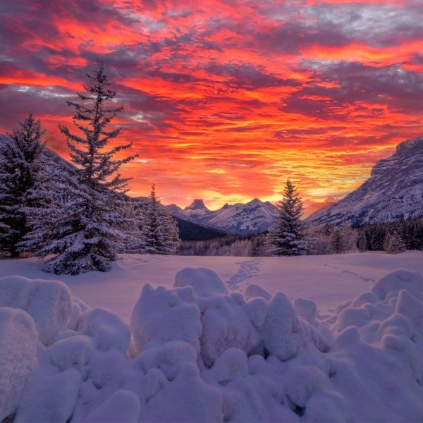 красивый зимний закат