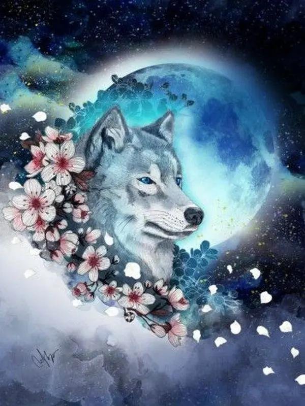 Волк с цветами