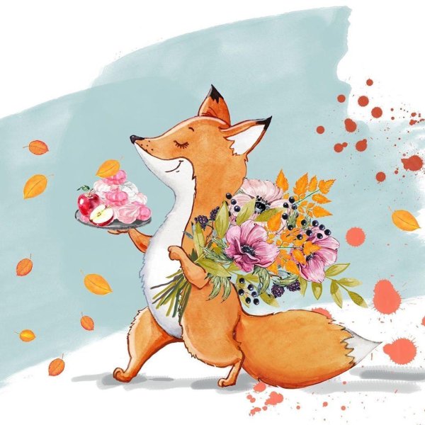 открытка с лисичкой