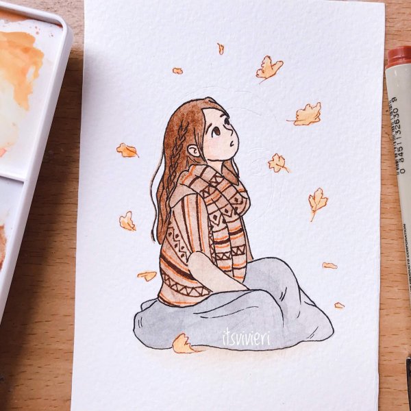 рисунки для девочек в скетчбуке легкие