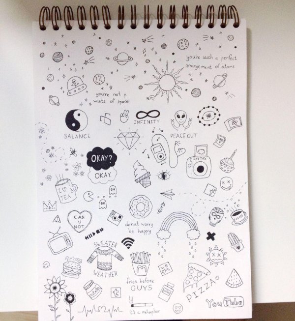 маленькие рисунки черной ручкой