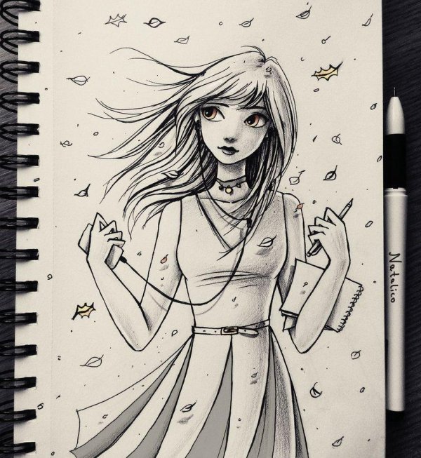 рисунки в скетчбук девушки
