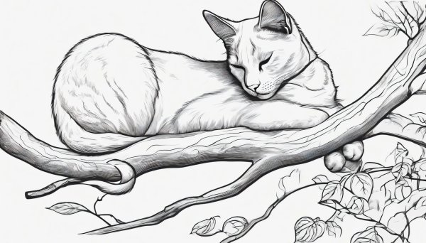 кот лежит рисунок