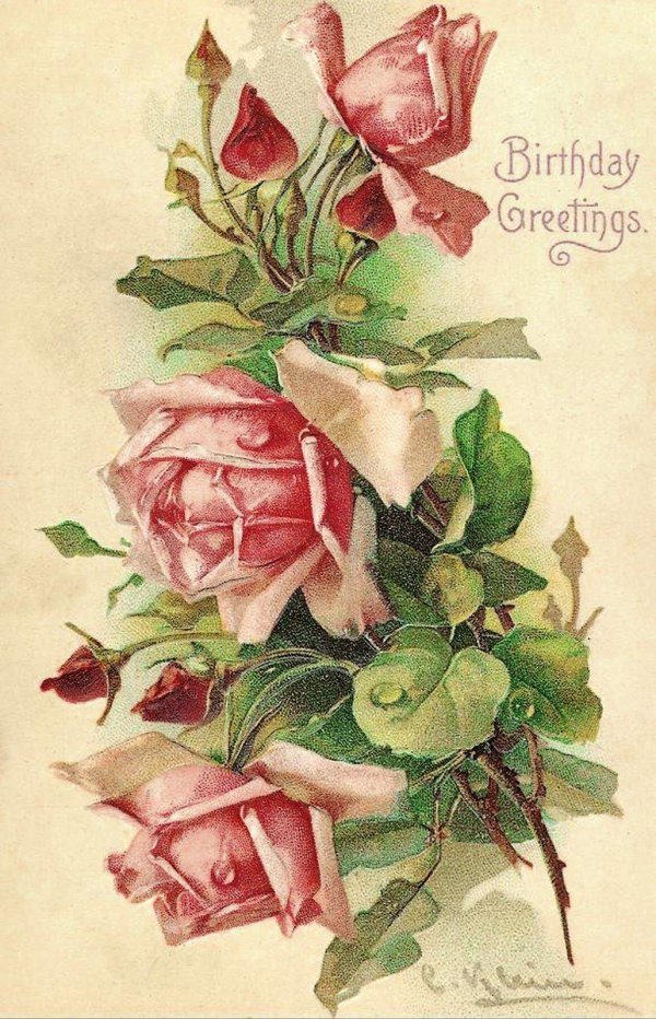 винтаж розы открытка