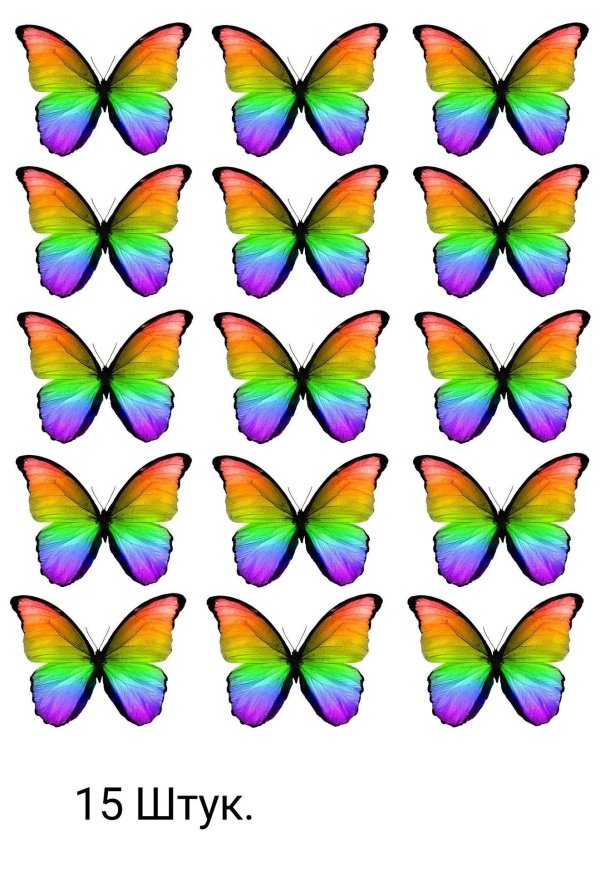 бабочки радужные на печать
