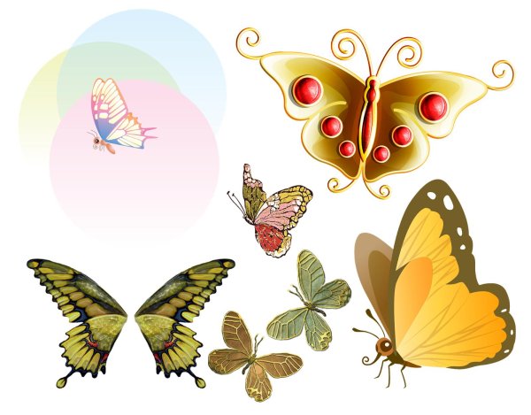 мультяшные бабочки на прозрачном фоне