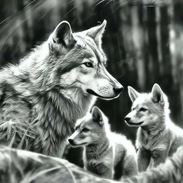 волчица с волчатами