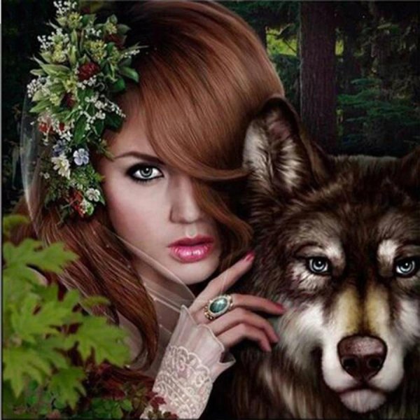 девушка с волками