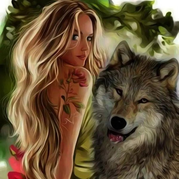 женщина с волком
