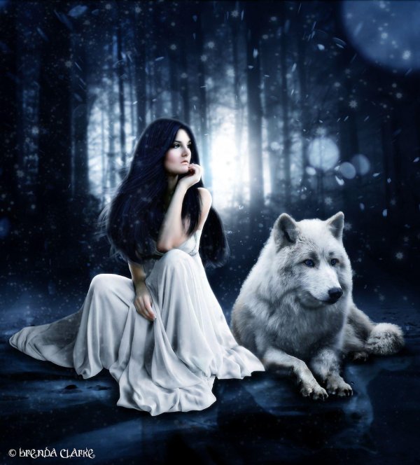 девушка с волками