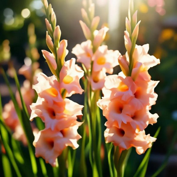 гладиолусы в саду