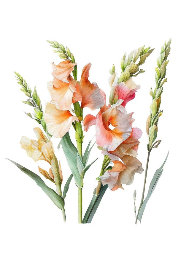 гладиолусы на прозрачном фоне