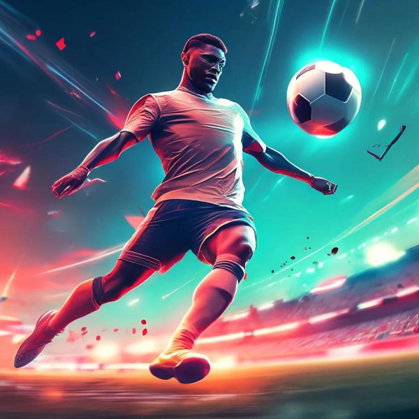 футболист пинает мяч