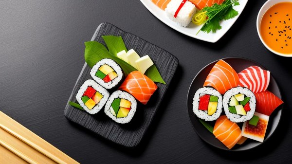 роллы на тарелке