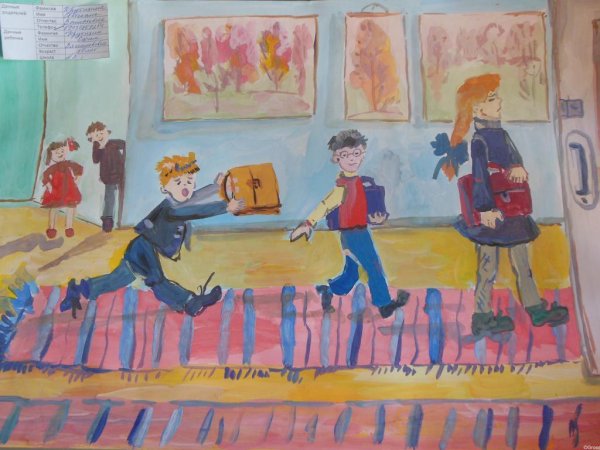 детские рисунки про школу