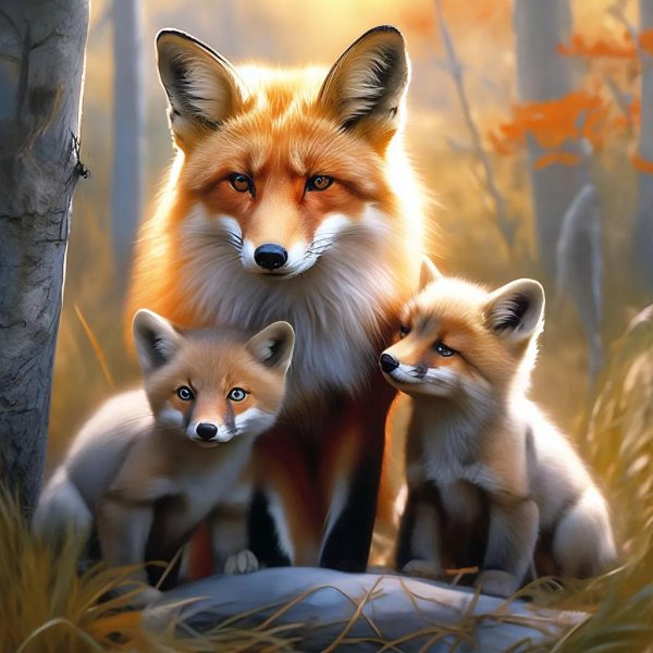 лисица с лисятами