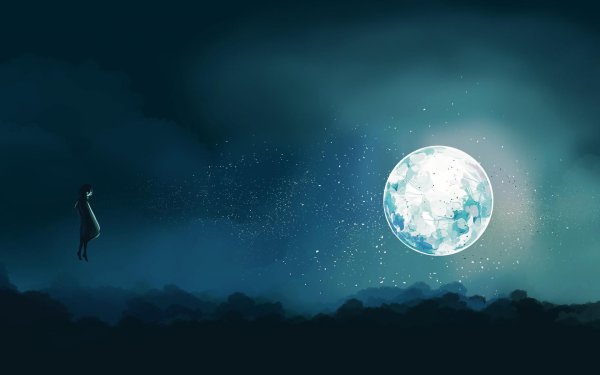 на фоне луны