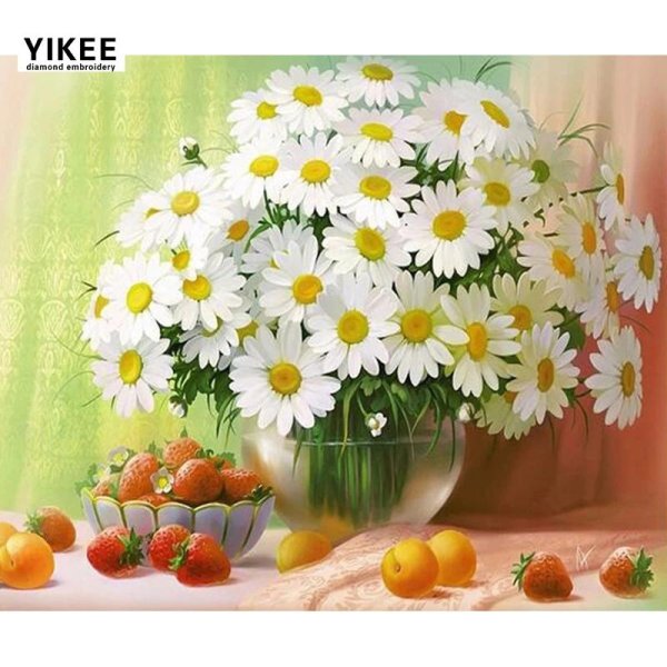 алмазная вышивка ромашки