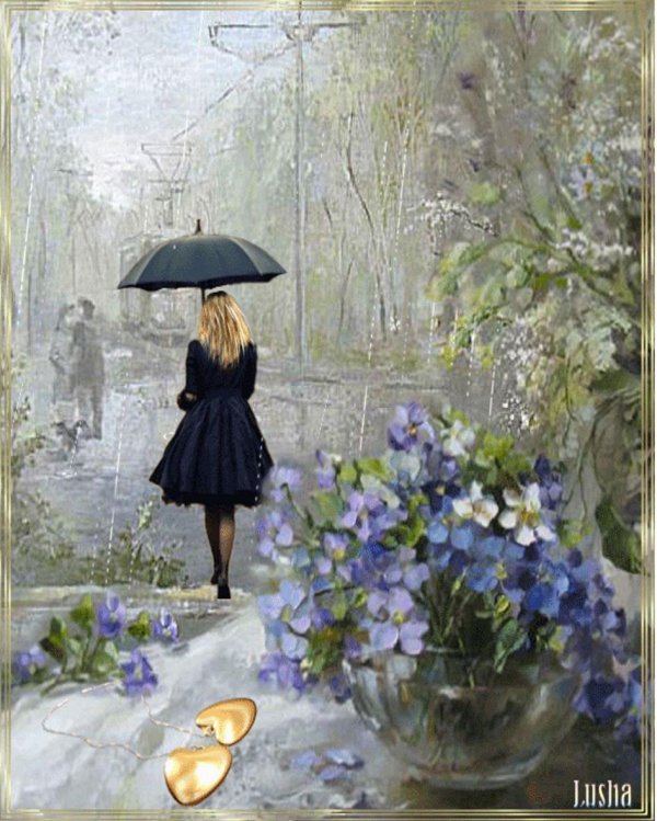 весенний дождь и девушка