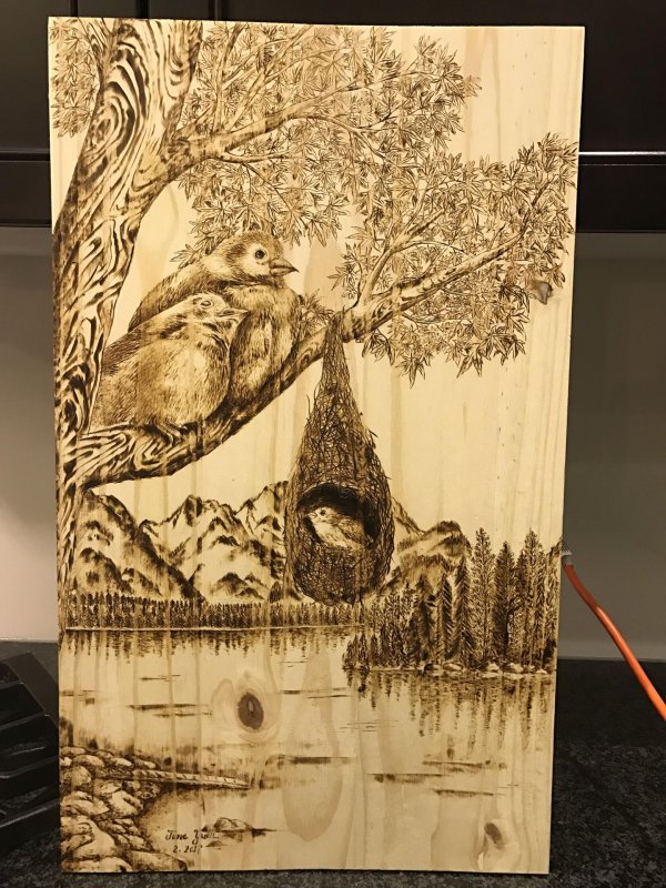 картина выжженная на дереве