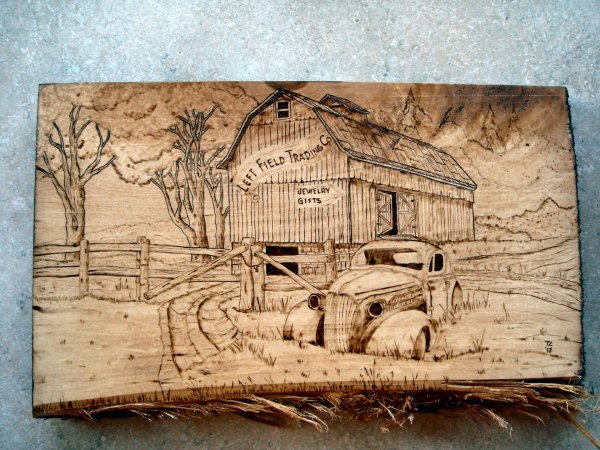 пирография по дереву природа