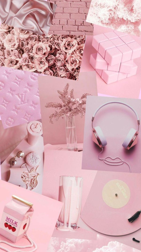 коллаж в розовых тонах