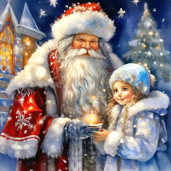 открытка дед мороз и снегурочка