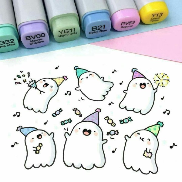 приведения милые маркерами