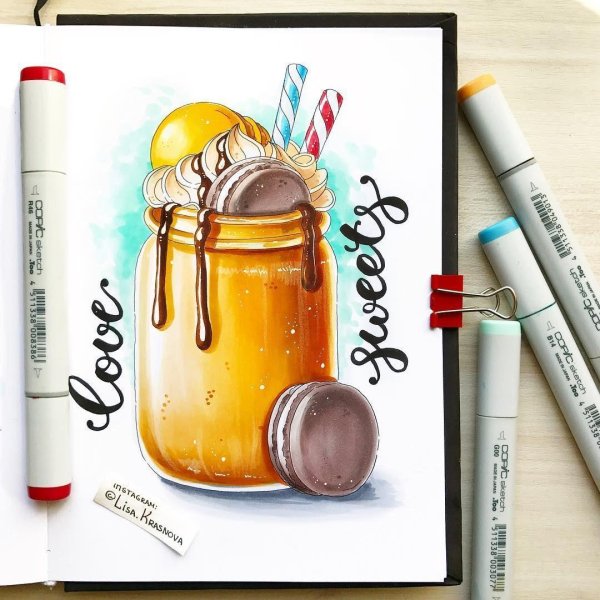 скетчинг маркерами лизы красновой