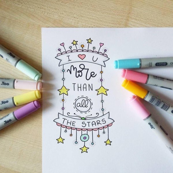 рисунки в скетчбук легкие маркерами