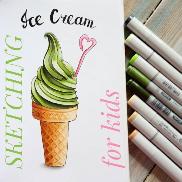 скетчинг маркерами мороженое