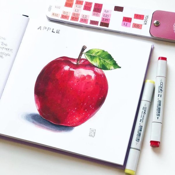 яблоко маркерами