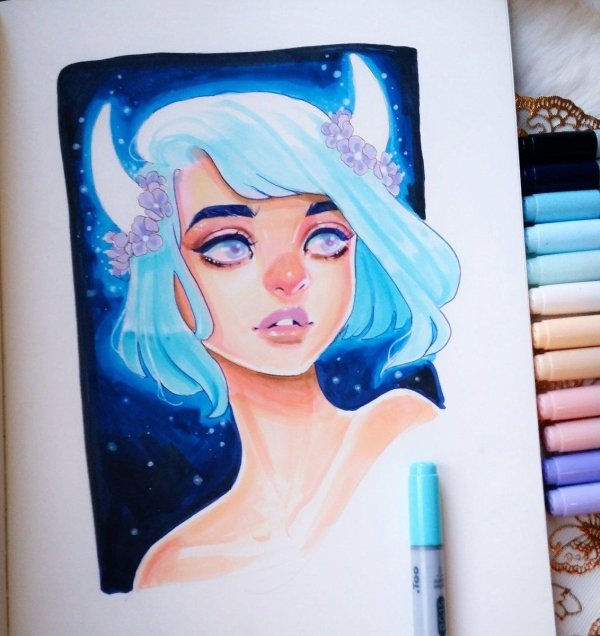 рисование копик маркерами