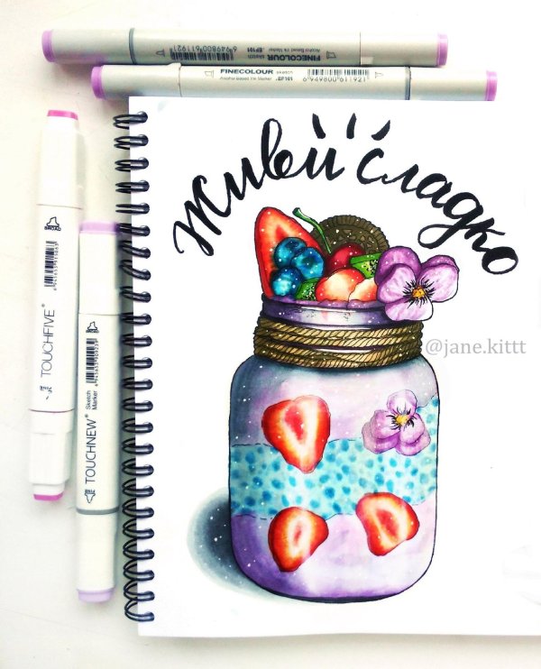 рисунки для скетчбука маркерами для начинающих