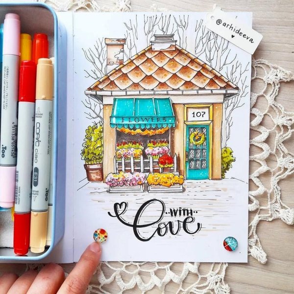 скетчинг маркерами