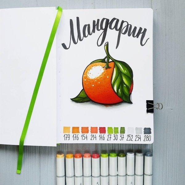 мандарин маркерами