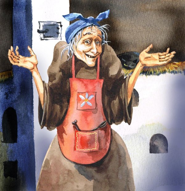 смешная баба яга рисунок