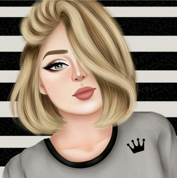 рисунок девушки с каре