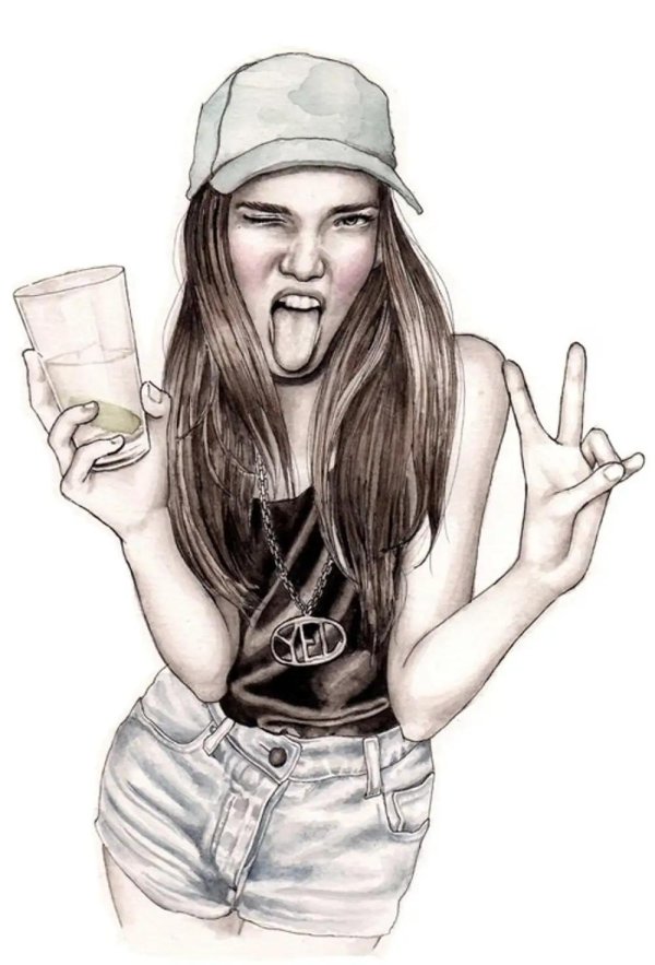 девушка карандашом