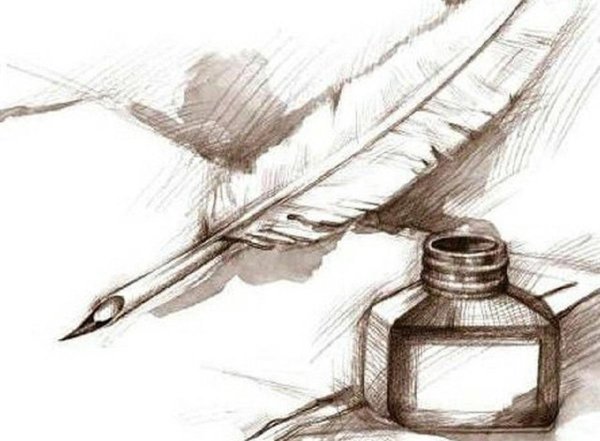 чернильница с пером