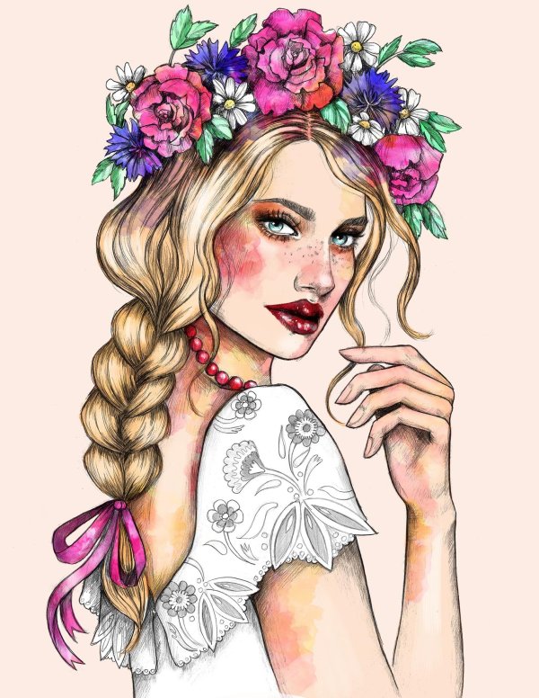 эскиз девушка