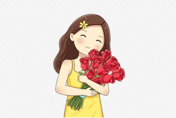 девочка с букетом рисунок