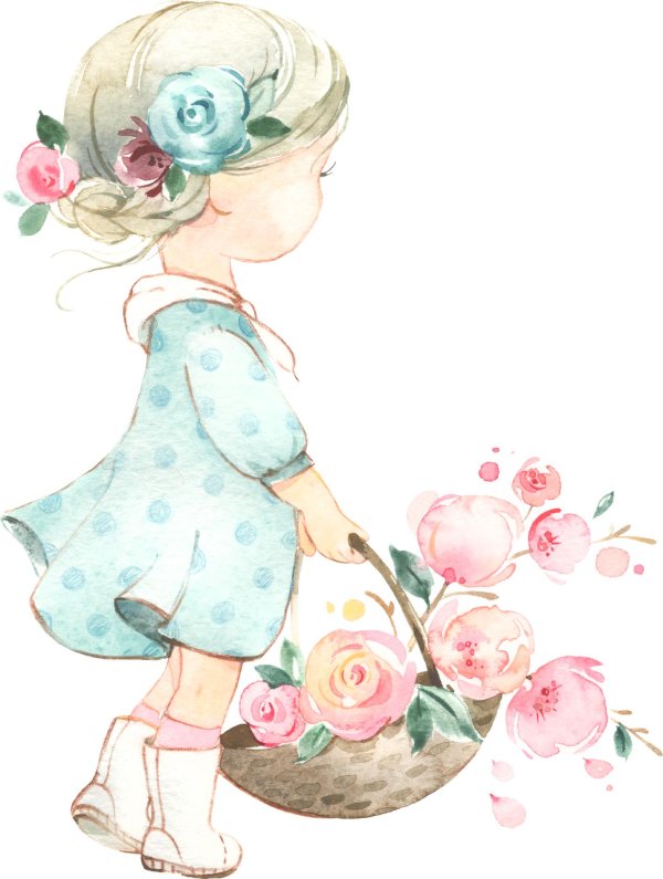 открытка акварелью для девочки