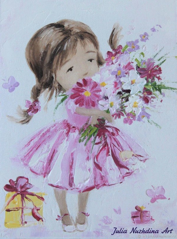 девочка с букетом