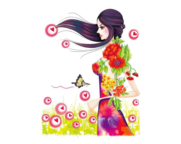 женщина и цветы