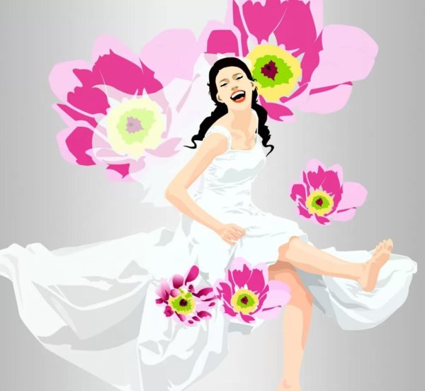 обои векторная графика девушка