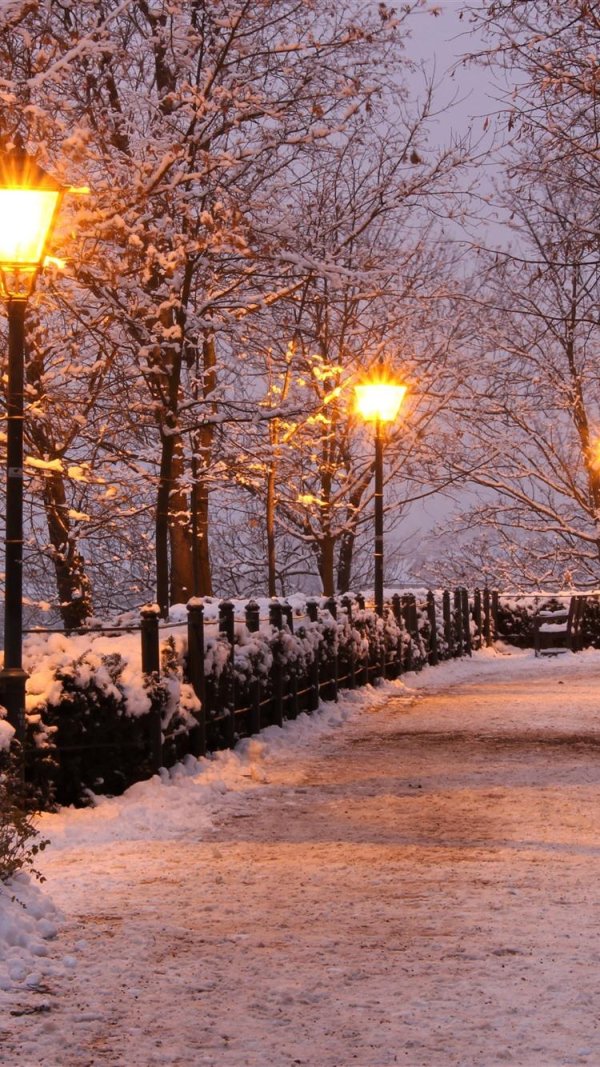 фонарь зимой
